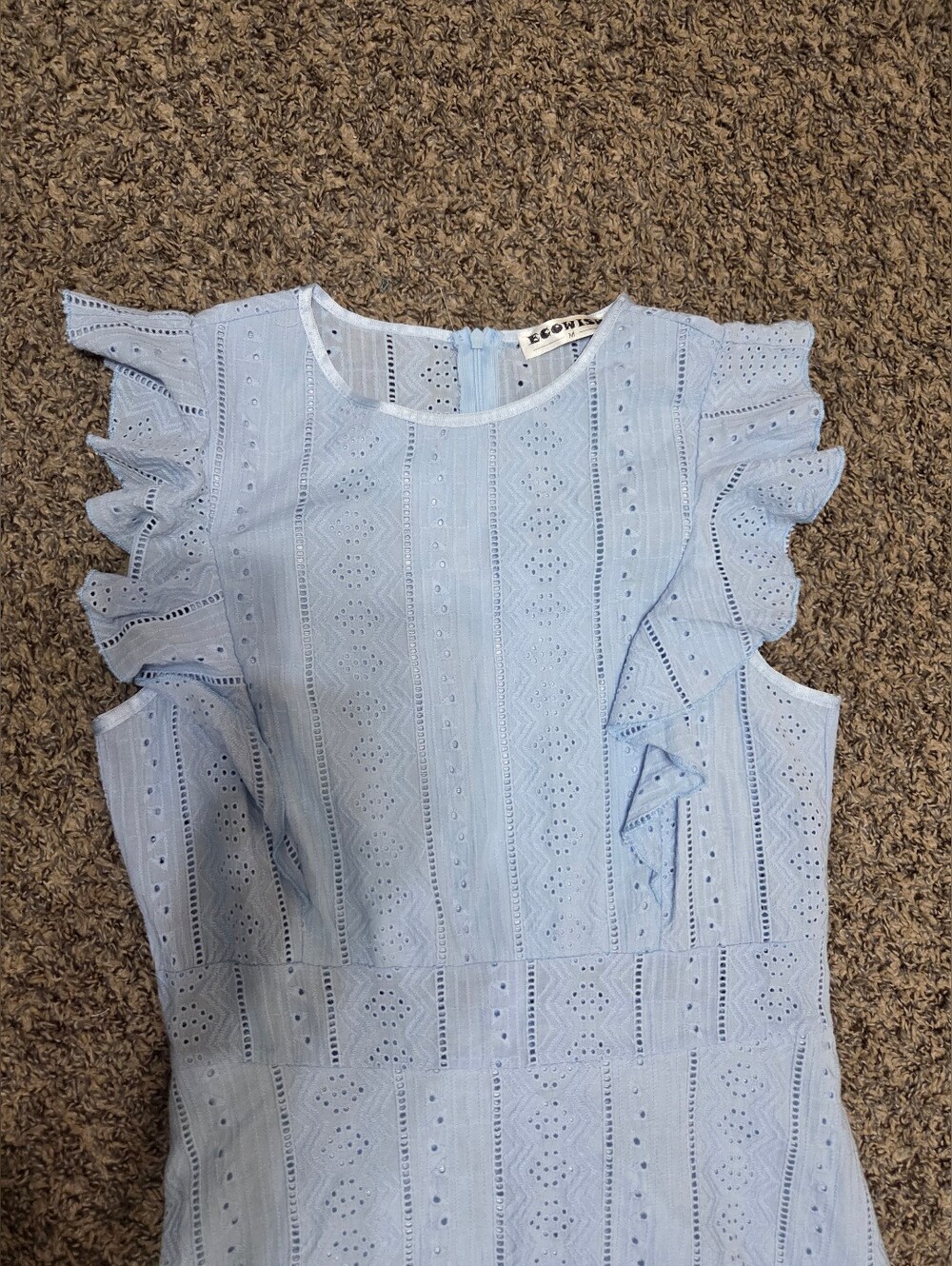 EcoVibe Light Blue Eyelet Ruffle Strapless-Style Camisole